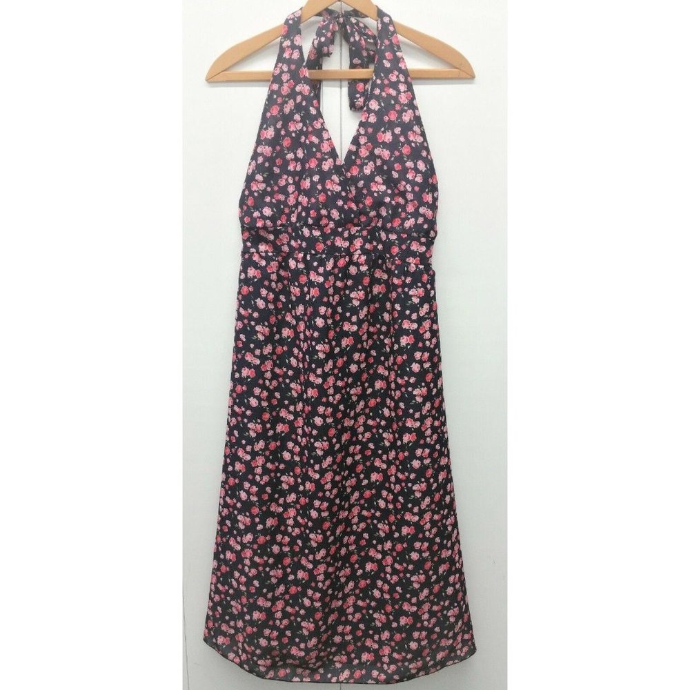 Nicole Michelle Women's Black Floral Print Halter